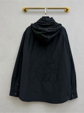 Loewe Black Hooded Jacket with Subtle Anagram Motif